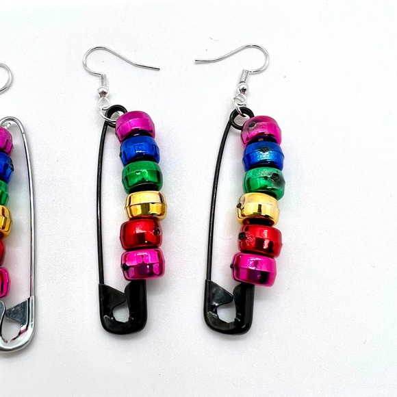 Rainbow Earrings - Safety Pin Earrings - Pride Earrings - Teen Earrings - LGBTQ - Picture 5 of 9